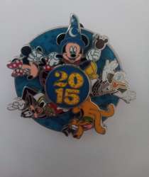 2015 Dated Year Pins - Disney Parks Fab Five and Icons Dated Spinner - MLT