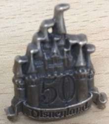 Disneyland 50th Anniversary Mini Pewter Castle Pin