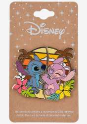 58525 - BoxLunch - Valentine’s Day Couples Pin Sets 2023 - Angel & Stitch Sunset Beach Pin Set - Full Set - Loungefly alternate image