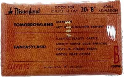 Disneyland Ticket Book Pin Set - B Ticket ONLY