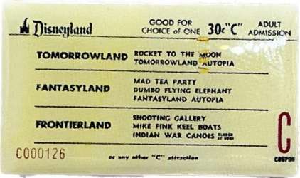 Disneyland Ticket Book Pin Set - C Ticket ONLY