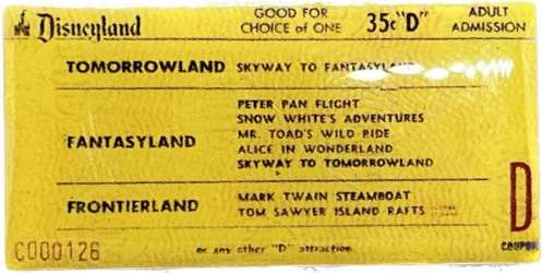 Disneyland Ticket Book Pin Set - D Ticket ONLY