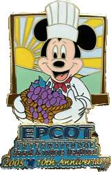 10th anniversary - Chef Mickey holding a basket of grapes