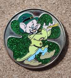 Dopey wearing green hat playing flute