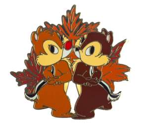 'Characters with Flowers - Chip and Dale with autumn leaves - DLP'