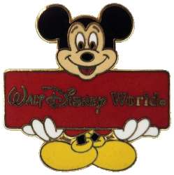 Mickey Mouse Holding Walt Disney World Sign