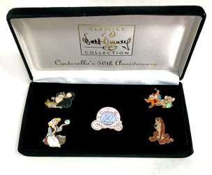 WDCC Cinderella 50th Anniversary 5 Pin Set - Non DS - Cinderella, Bruno, Lucifer, Gus &amp; Jaq, Carraige - DLIC