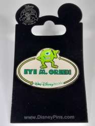 Mike Eye M Green Nametag Pin