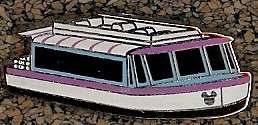 White with light blue and purple trim boat