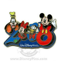 '2008 Dated Year Pins - Walt Disney World - Goofy, Minnie, Donald and Mickey Swivel - WDW'