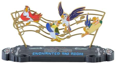 'Walt Disney's Enchanted Tiki Room 50th Anniversary Event - The Original Glee Club Boxed Pin Set &amp; Resin Sculpture — Full Set - DLR'