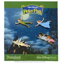'Peter Pan Flying Over London 4 Pin Booster Set - Peter Pan, Tinker Bell, Wendy, John and Michael - MLT'