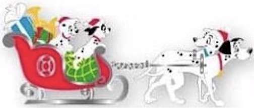 Joyeux Noel 2021 - Dalmatians Sleigh - 2 Pin Set - Pongo, Perdita, and Puppies - DLP