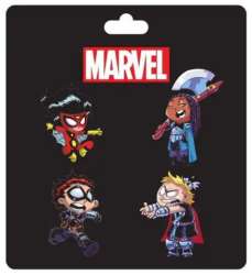 44841 - NYCC 2021 - Marvel Skottie Young - Marvel Pin Set #3 - Spider-Woman, Valkyrie, The Winter Soldier and Thor - Disney Licensed alternate image