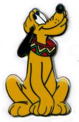 Pluto Wearing a Red Collar with a Green and Yellow African Pattern ONLY