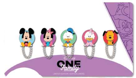 2022 One Family Pin Celebration - Connected As One Series - Mickey and Friends Chained Pin Set - Full Set - WDW