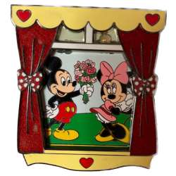 Mickey Giving Minnie Flowers in Window
