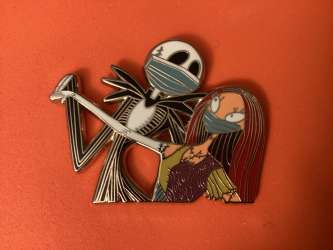 Fantasy Pin Series - Jack and Sally dancing with face masks - MLT