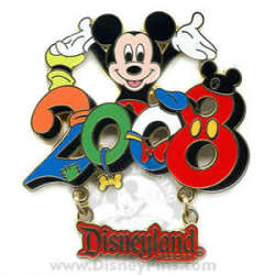 '2008 Dated Year Pins - Mickey Mouse Dangle - Disneyland - DLR'