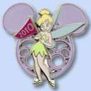'Tinker Bell with 2010 Flag and Purple Mickey Icon 2 pin set - MLT'