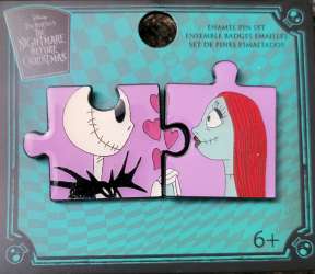 72207 - Hot Topic - Disney - Nightmare Before Christmas Jack & Sally Puzzle Enamel Pin Set - Loungefly alternate image