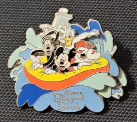Mickey, Goofy, Donald and Snowman down a slide