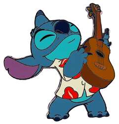 Stitch Playing Ukulele in Hawaiian Shirt