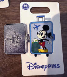 Blue Hinged Suitcase with Location Stickers - MLT
