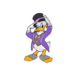 Donald Duck in Purple Cast Member Suit