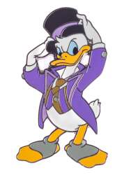 Donald Duck in Purple Cast Member Suit