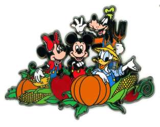 Mickey, Minnie, Donald, and Goofy with Pumpkins and Corn