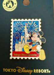 Mickey Stamp with Castle and Fireworks