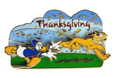 'Happy Thanksgiving 2002 - Donald Chasing Pluto Slider - WDW'