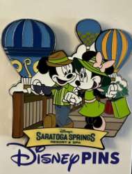 Mickey and Minnie Mouse at Saratoga Springs, Hot Air Balloons in Background