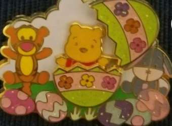 Easter 2007 - Winnie the Pooh, Tigger and Eeyore Hinged Easter Egg Pin - MLT