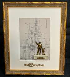 D23 Expo 2024 - Cinderella Castle Blueprint and Partners Statue Framed Pin - DSUS
