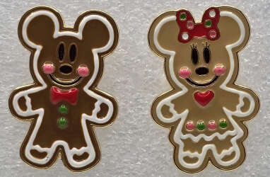 Mickey & Minnie Mouse Christmas Ginger Bread Cookie 2 Pin Set