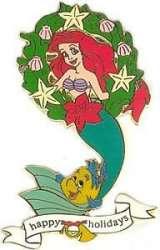'Disney Auctions: Happy Holidays - Ariel and Flounder wreath - DA'