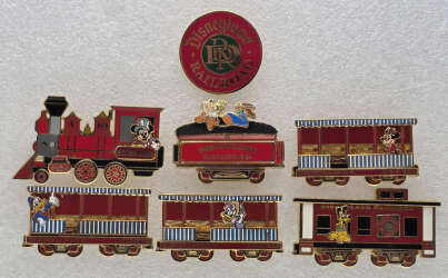 104976 - Ernest S. Marsh Train Pin - Display Card & Complete 7 Pin Series - Disneyland Resort alternate image