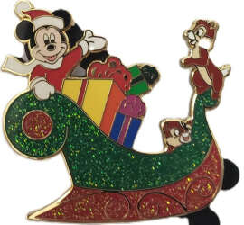 Mickey Santa, Chip, and Dale in a Sleigh
