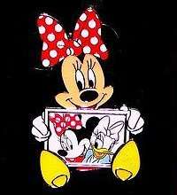Minnie Sitting Holding Picture of Minnie and Daisy