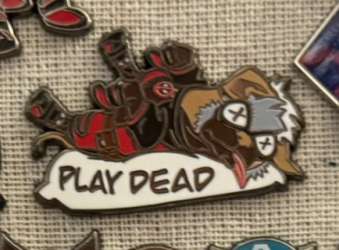 Deadpool &amp; Wolverine - Marvel Deadpool &amp; Wolverine Dogpool Play Dead Enamel Pin - DLIC