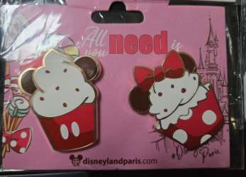 DLP 2021 Snacks Series - Mickey and Minnie Cupcake Pin Set - Full Set - DLP
