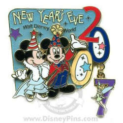 'New Year's Eve/Day - Mickey, Minnie &amp; Tinker Bell New Year's Eve Pin - WDW'