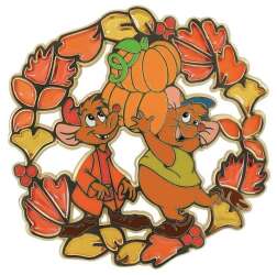 'Disney Pins Blog (DPB) Exclusives - Jaq and Gus Autumn Wreath Stained Glass - DLIC'