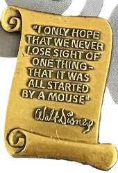 Walt Disney - It Was All Started By A Mouse - Brass Scroll Quote