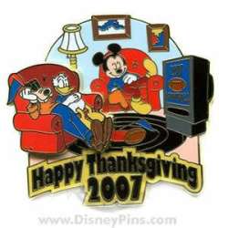 Happy Thanksgiving 2007 - Mickey, Donald & Goofy Watching Football