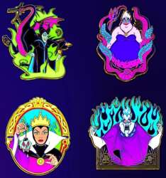 91767 - The Bradford Exchange: 24K Gold-plated Blacklight Disney Villains Collection - Issue One — Full Set - Disney Licensed alternate image
