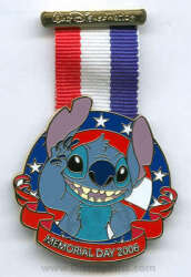 45610 - Memorial Day - 2006 - Stitch Medal with Red White and Blue Ribbon - Walt Disney World alternate image