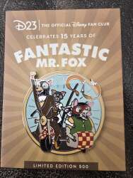 92253 - D23 Membership Exclusive - Fantastic Mr. Fox 15th Anniversary Pin - Disney Fan Club alternate image